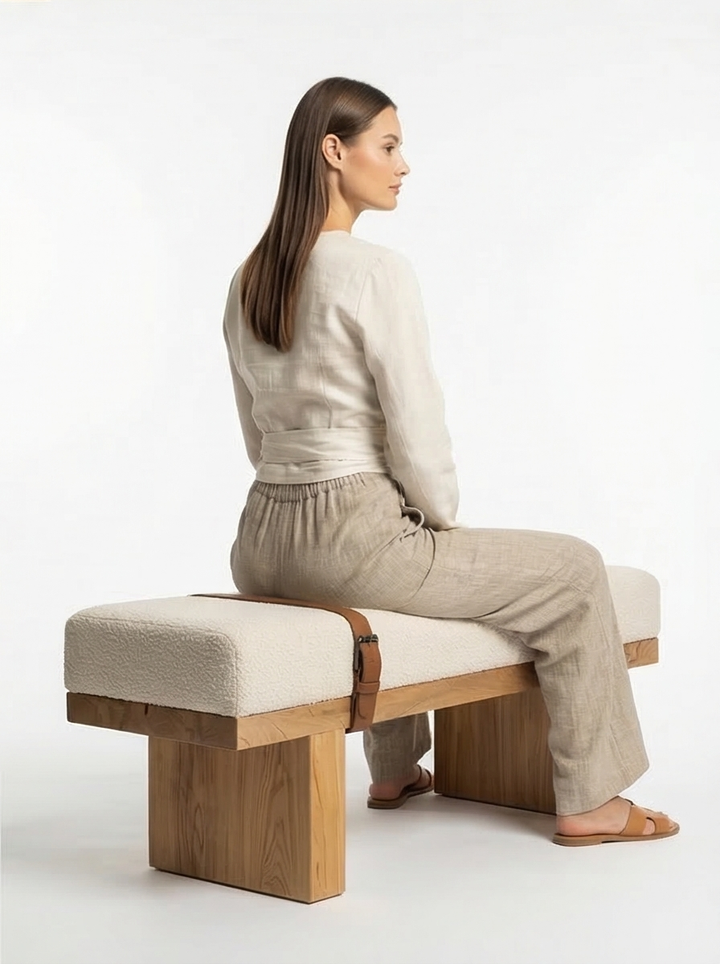 Valencia Oro Greece Mediterranean Cream Bouclé Bench - Mediterranean Italian Contemporary Home Decor Furniture