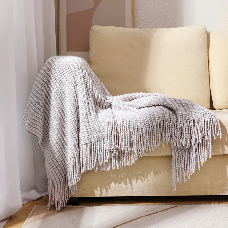 Buy farmhouse furniture Barnwood Living | Modern Cozy Farmhouse Throw Tassel Blanket - Modern Cottage Farmhouse Furniture