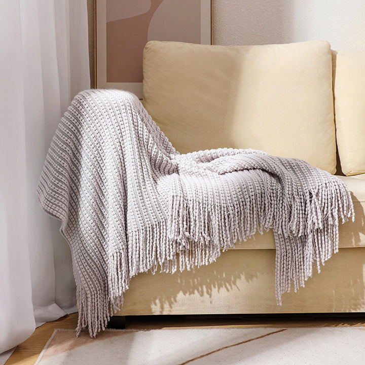 Buy farmhouse furniture Barnwood Living | Modern Cozy Farmhouse Throw Tassel Blanket - Modern Cottage Farmhouse Furniture