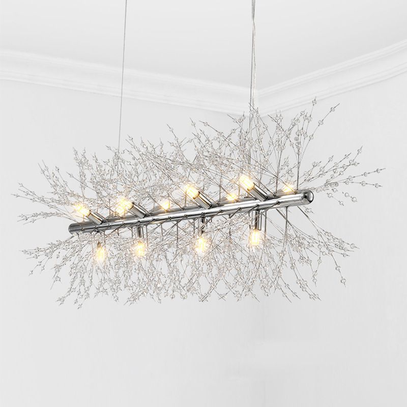 Boho Aesthetic The Chambéry | Large Luxury Modern Firefly Crystal Chandelier | Biophilic Design Airbnb Decor Furniture 