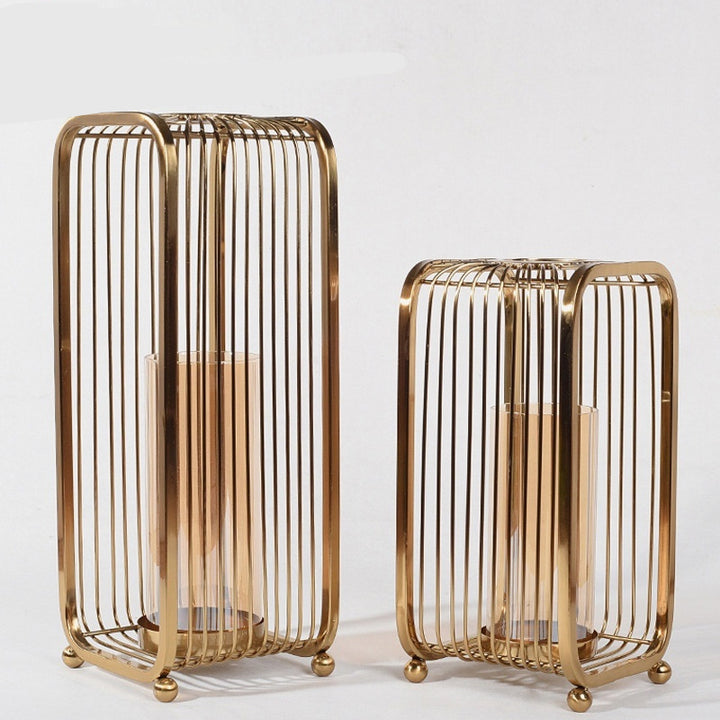 Camini | Modern Mediterranean Bronze Metal And Transparent Glass Floor Vase - Mediterranean Italian Contemporary Home Decor Furniture