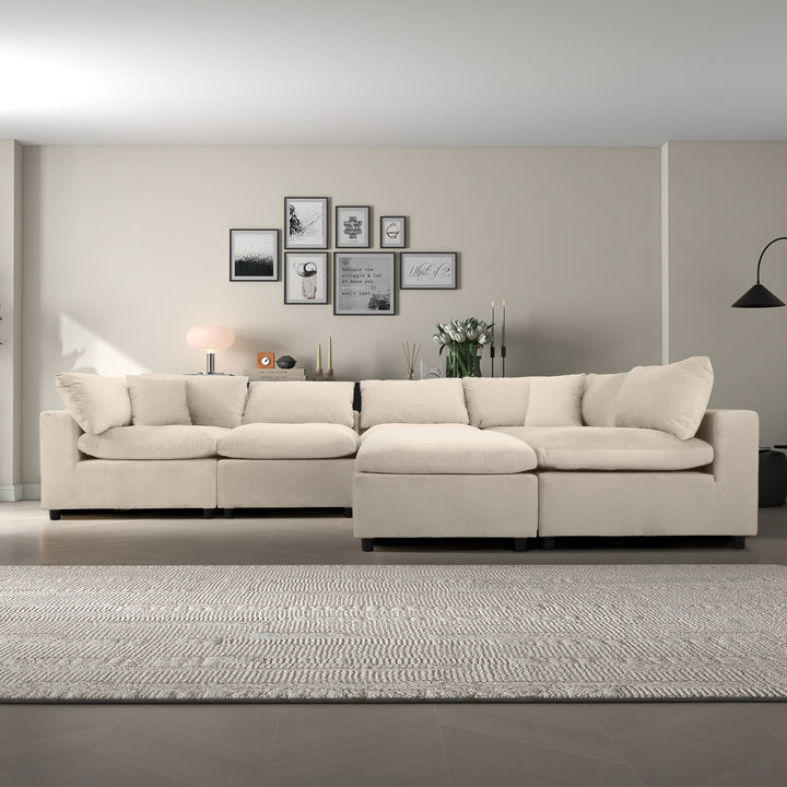 Buy farmhouse furniture Hayward Ivory Velvet Modular Sectional Sofa - Modern Cottage Farmhouse Furniture