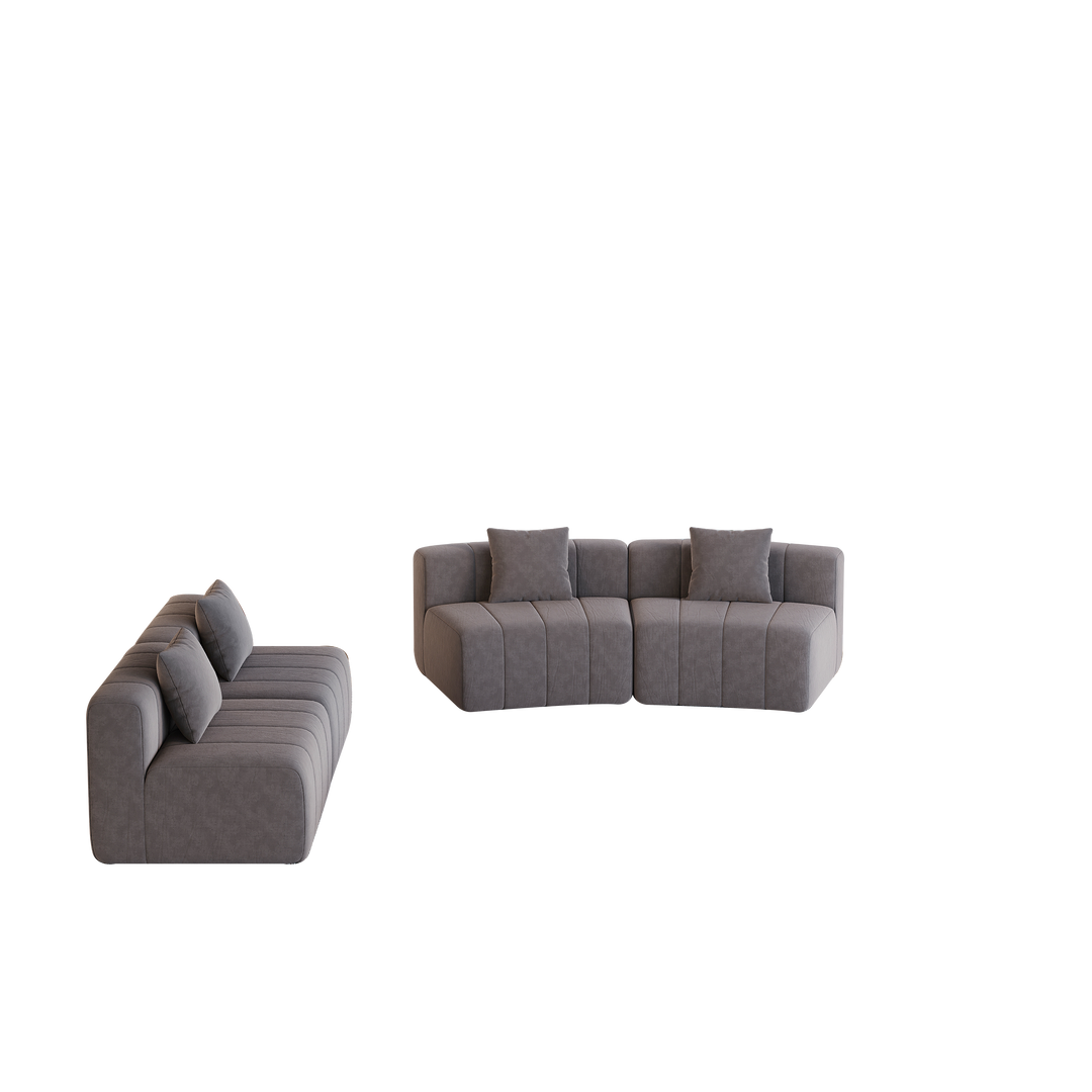 The Valencia Gray Vista Sofa Section Sectional - Mediterranean Italian Contemporary Home Decor Furniture