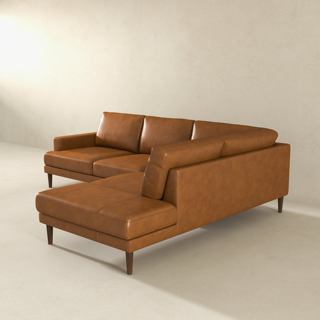 Buy farmhouse furniture Corbin Right-Facing Tan Leather Sectional Sofa - Modern Cottage Farmhouse Furniture
