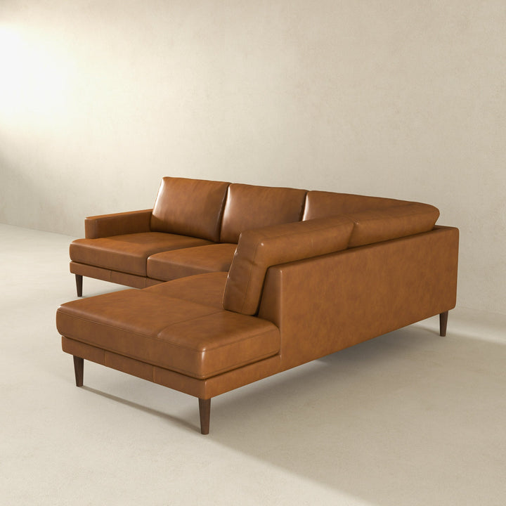 Buy farmhouse furniture Corbin Right-Facing Tan Leather Sectional Sofa - Modern Cottage Farmhouse Furniture