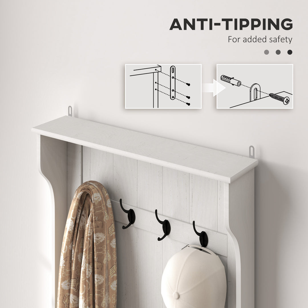 White Farmhouse Mudroom Coat Rack Storage Sitting Bench - Mediterranean Italian Contemporary Home Decor Furniture