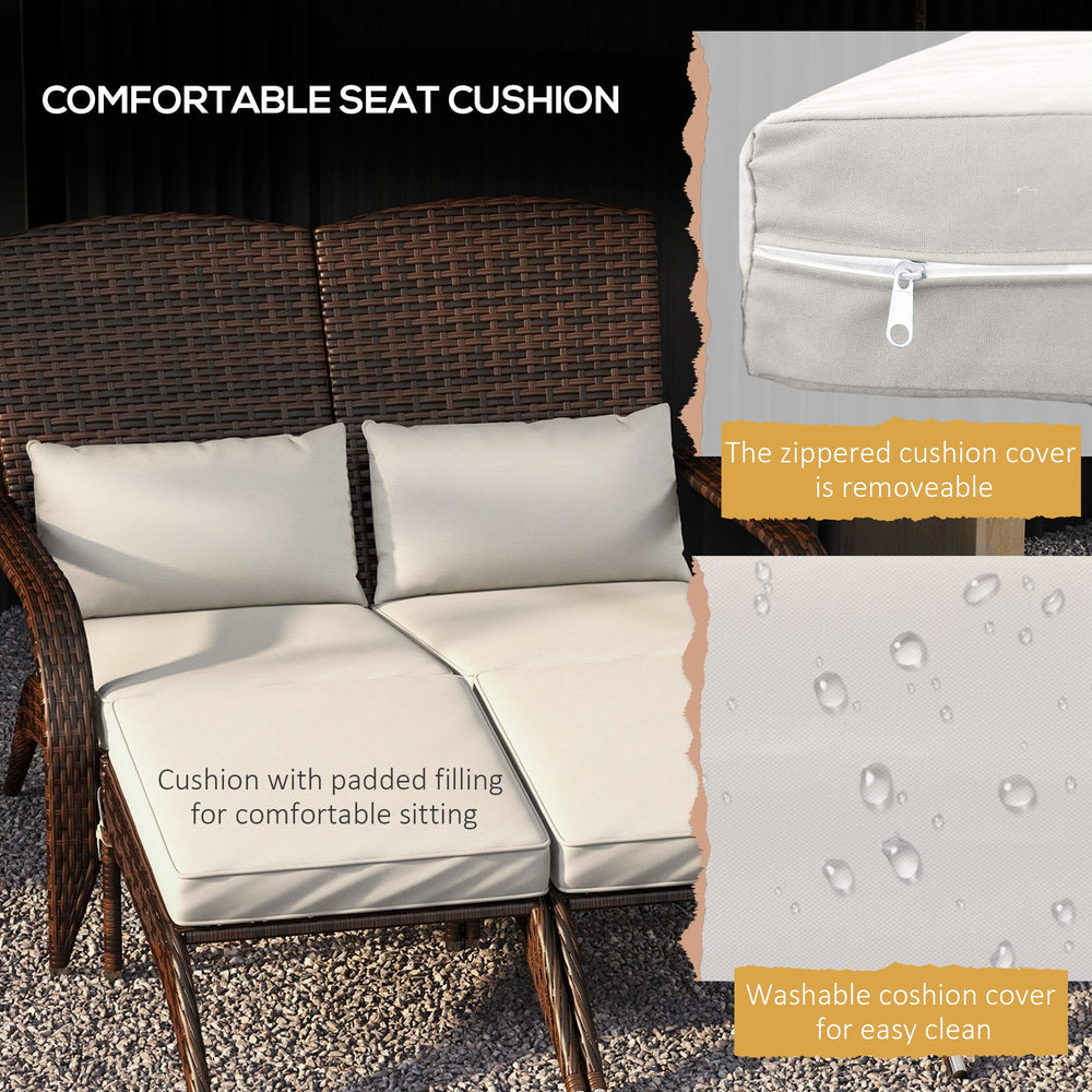 Buy farmhouse furniture Charlotte 2-Person Rattan Patio Chair | Farmhouse Adirondack Chair for Two with Ottomans - Modern Cottage Farmhouse Furniture