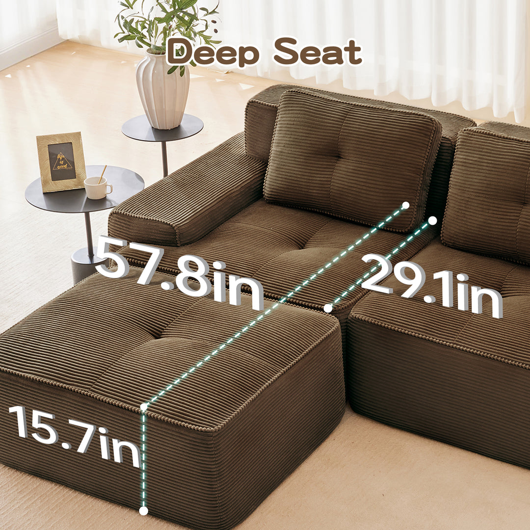 Buy farmhouse furniture Large 3 Seater U Shaped Brown Mediterranean Italian Style Sofa Couch - Modern Cottage Farmhouse Furniture