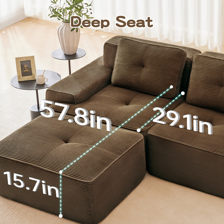 Buy farmhouse furniture Large 3 Seater U Shaped Brown Mediterranean Italian Style Sofa Couch - Modern Cottage Farmhouse Furniture
