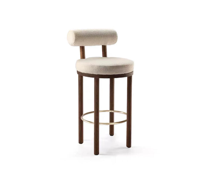 Tuscan Sheepskin Mediterranean Luxury Minimalist Off White Bar Stools - Mediterranean Italian Contemporary Home Decor Furniture