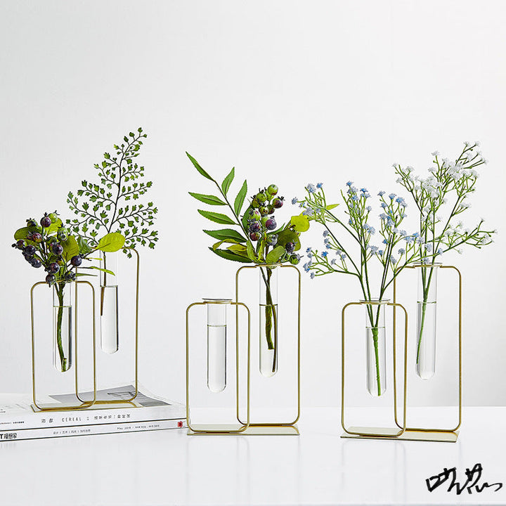 Boho Aesthetic Hydroponic Test Tube Vase Light Luxury Flower Container | Biophilic Design Airbnb Decor Furniture 