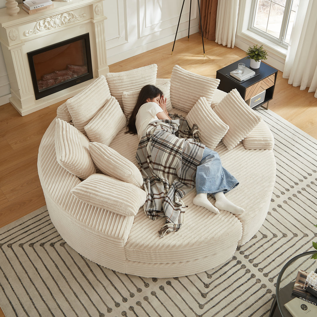 Large Circle Circular Modern Contemporary Italian Sofa Bed - Mediterranean Tuscan Contemporary Home Decor Furniture