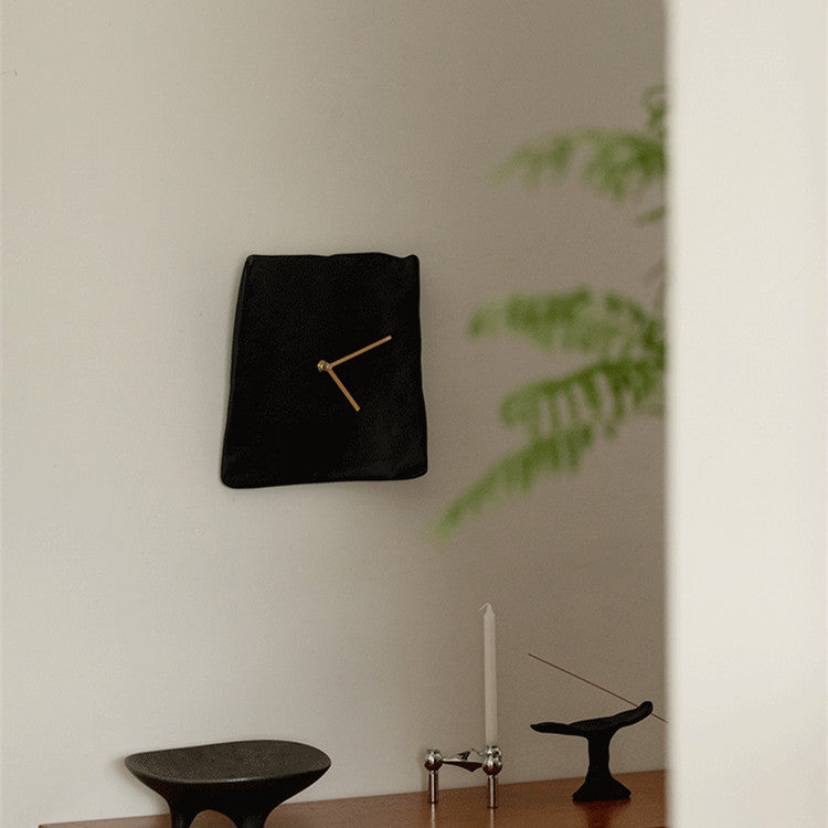 Santorini Black Stone Mediterranean Luxury Minimalist Wall Clock - Mediterranean Italian Contemporary Home Decor Furniture