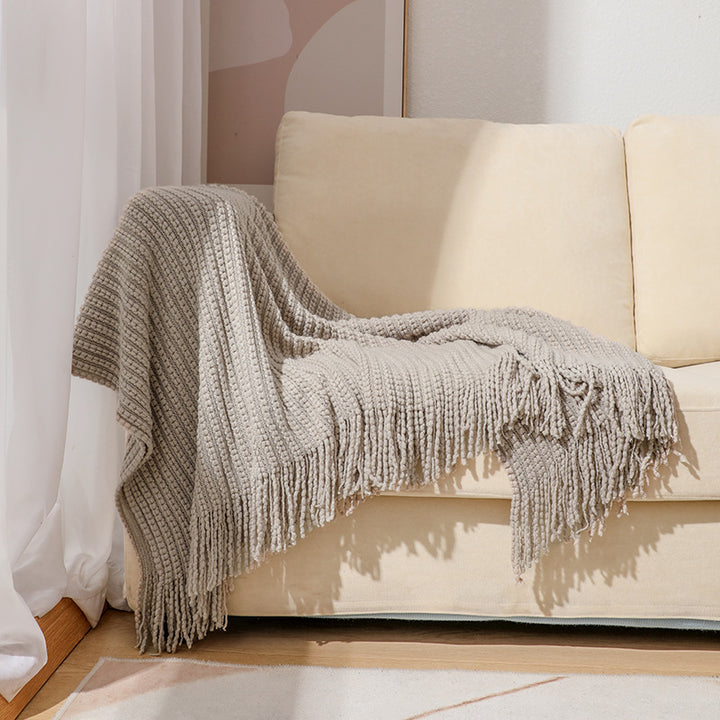 Buy farmhouse furniture Barnwood Living | Modern Cozy Farmhouse Throw Tassel Blanket - Modern Cottage Farmhouse Furniture