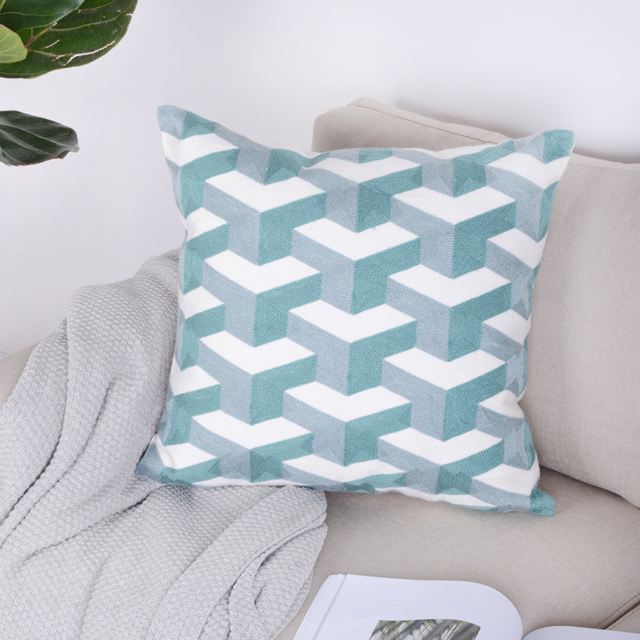 Buy farmhouse furniture Ouranos Baby Blue & White Geometrical Throw Pillowcase - Modern Cottage Farmhouse Furniture
