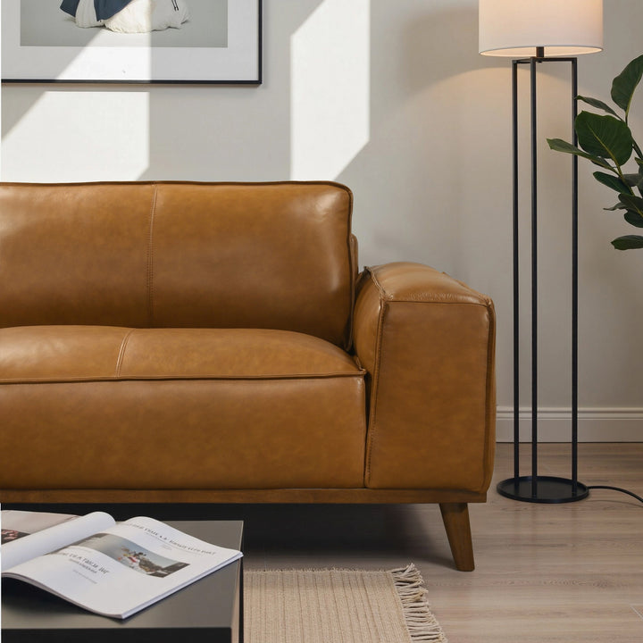 Buy farmhouse furniture The Abigail | Tan Leather Left Facing Farmhouse Sectional Sofa - Modern Cottage Farmhouse Furniture