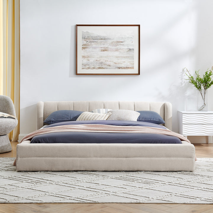 Aurelia | Mediterranean Upholstered Plush Queen Size Bed Frame - Mediterranean Italian Contemporary Home Decor Furniture
