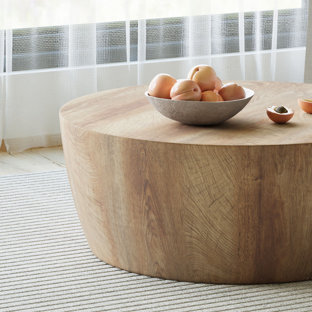 Buy farmhouse furniture White Oak Farm | Modern Farmhouse Wooden Round Coffee table - Modern Cottage Farmhouse Furniture