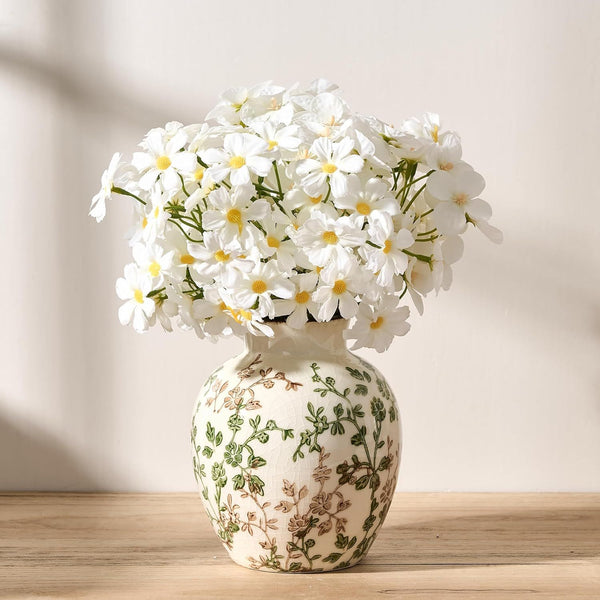 Buy farmhouse furniture Ceramic Green and Beige Antique Vase, 5.83 Inch Retro Ice Cracked Floral Vase, Rustic Farmhouse Vases for Home , Bookshelf, Office, Garden, Tuscan - Modern Cottage Farmhouse Furniture