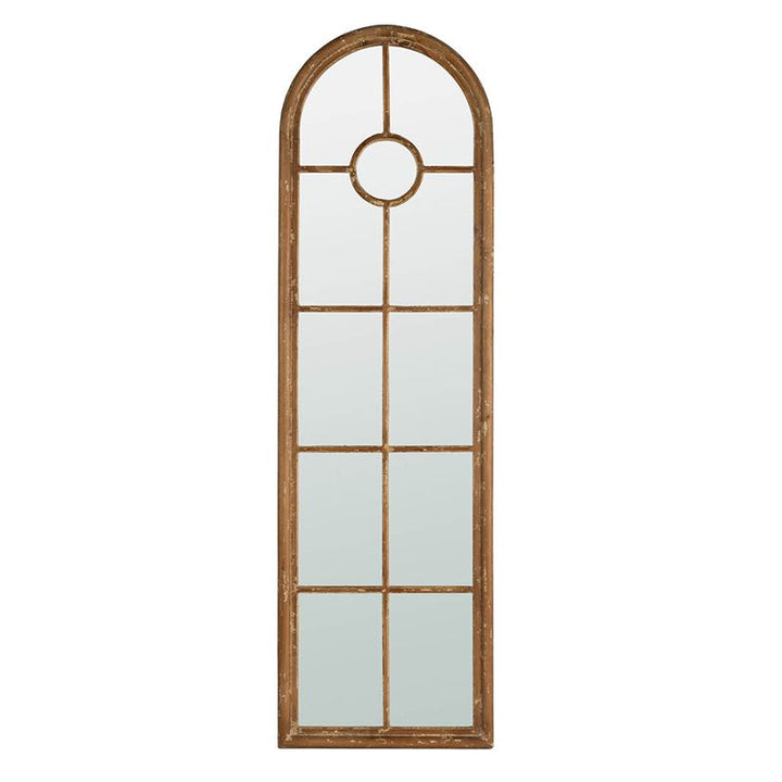 Buy farmhouse furniture Farmhouse Decorative Half-Round Elongated Mirror - Classic Window Design - Modern Cottage Farmhouse Furniture