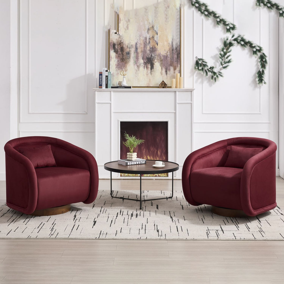 Buy farmhouse furniture Velvet Hearth | Velvet Red Contemporary Accent Chair - Modern Cottage Farmhouse Furniture