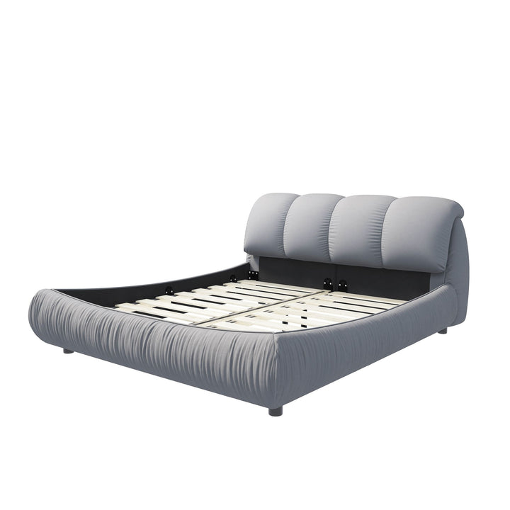 Buy farmhouse furniture King Size Luxury Upholstered Platform Bed with Oversized Padded Backrest and Solid Wood Frame,suitable for Multiple heights of mattresses,Grey(Old Sku:W1885S00007) - Modern Cottage Farmhouse Furniture