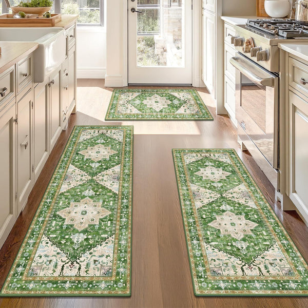Buy farmhouse furniture Sets of 3 Sage Non Slip Farmhouse Kitchen Mats - Modern Cottage Farmhouse Furniture