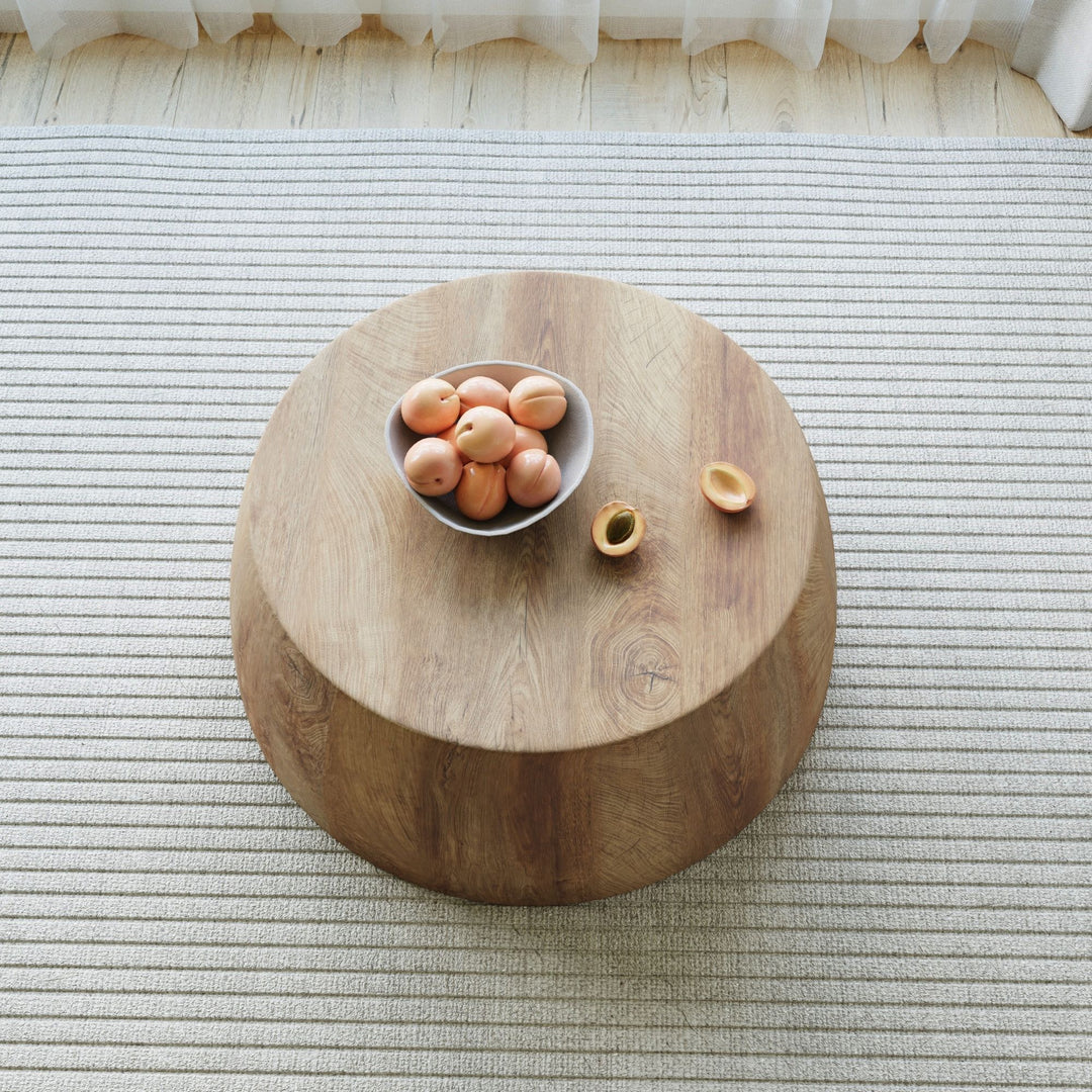 Buy farmhouse furniture White Oak Farm | Modern Farmhouse Wooden Round Coffee table - Modern Cottage Farmhouse Furniture