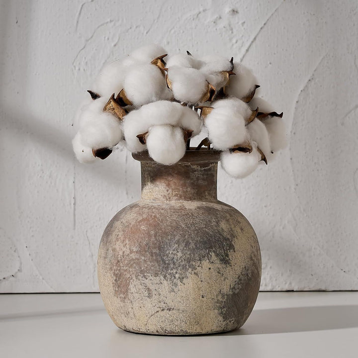 Buy farmhouse furniture Ceramic Rustic Farmhouse Vase | 6 Inch Pottery Decorative Flower for Home Decor | Boho Vase | Terracotta for Table, Living Room, Bathroom Decoration, Shelf Decor, Mantel - Modern Cottage Farmhouse Furniture