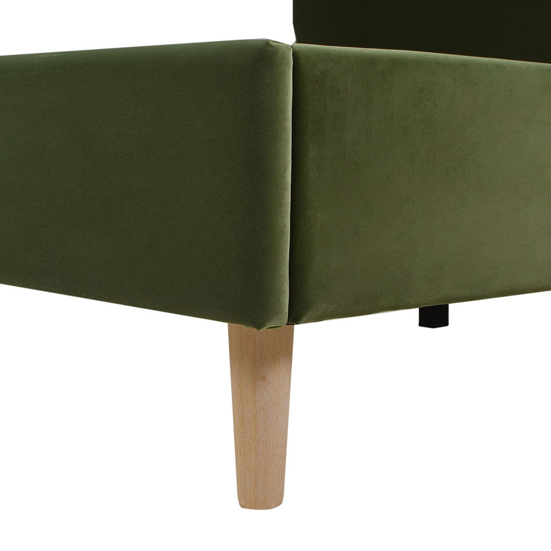 Buy farmhouse furniture Stockholm Modern Wavy Headboard Platform Bed, King, Olive Green Performance Velvet - Modern Cottage Farmhouse Furniture