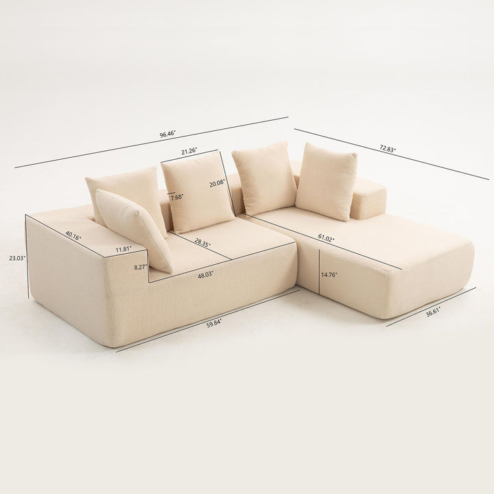 Buy farmhouse furniture Sole Terra | Simple Bouclé Minimalist Apartment Farmhouse Sofa Couch - Modern Cottage Farmhouse Furniture