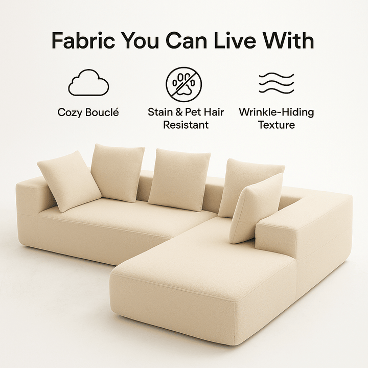 Buy farmhouse furniture Sole Terra | Simple Bouclé Minimalist Apartment Farmhouse Sofa Couch - Modern Cottage Farmhouse Furniture