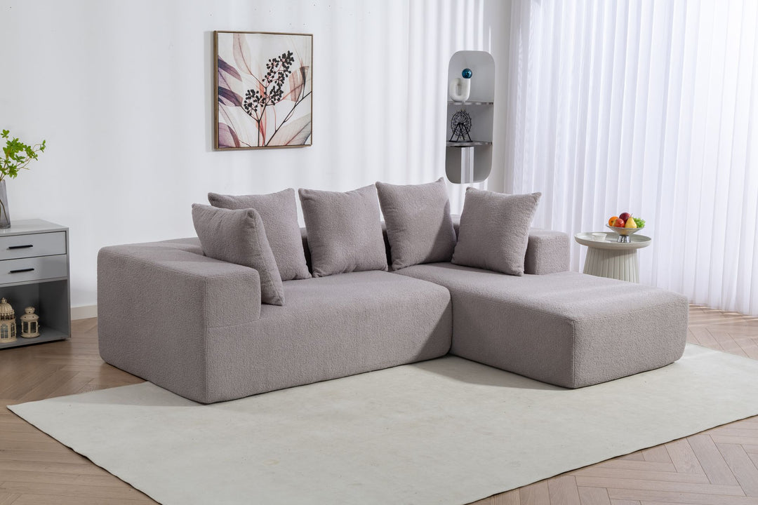 Buy farmhouse furniture Sole Terra | Simple Bouclé Minimalist Apartment Farmhouse Sofa Couch - Modern Cottage Farmhouse Furniture