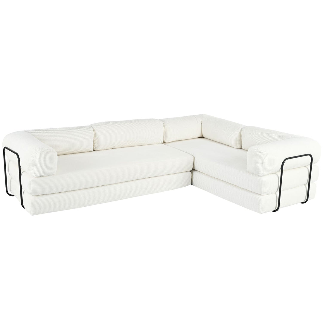 Buy farmhouse furniture Le Marie • White L-Shaped Modular Modern European Farmhouse Style Sofa Bed - Modern Cottage Farmhouse Furniture