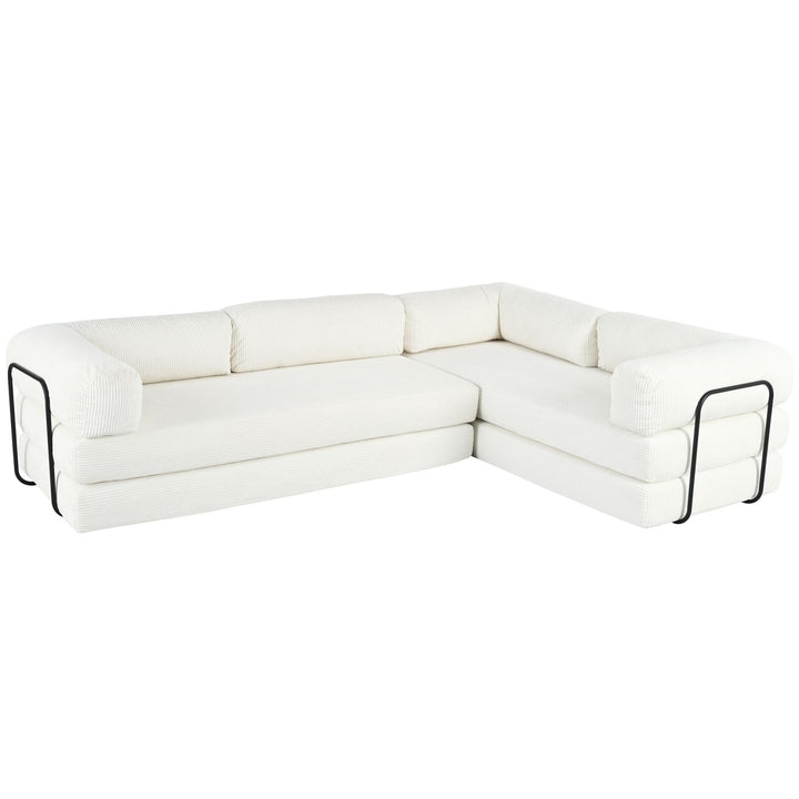 Buy farmhouse furniture Le Marie • White L-Shaped Modular Modern European Farmhouse Style Sofa Bed - Modern Cottage Farmhouse Furniture