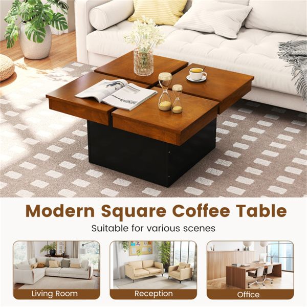 Buy farmhouse furniture Birch Wood Farm | Modern Farmhouse Luxury Square Floating Coffee - Modern Cottage Farmhouse Furniture