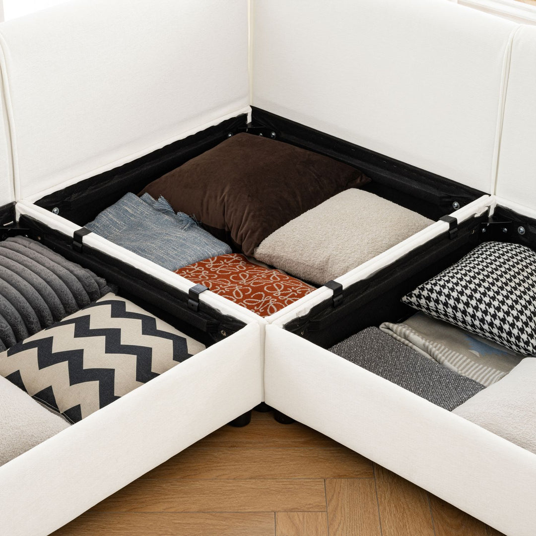 Buy farmhouse furniture Modern Farmhouse U-Shaped 3-Seater Cylindrical Backrest and Armrests Sofa Couch - Modern Cottage Farmhouse Furniture