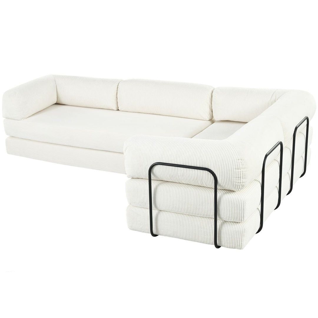 Buy farmhouse furniture Le Marie • White L-Shaped Modular Modern European Farmhouse Style Sofa Bed - Modern Cottage Farmhouse Furniture