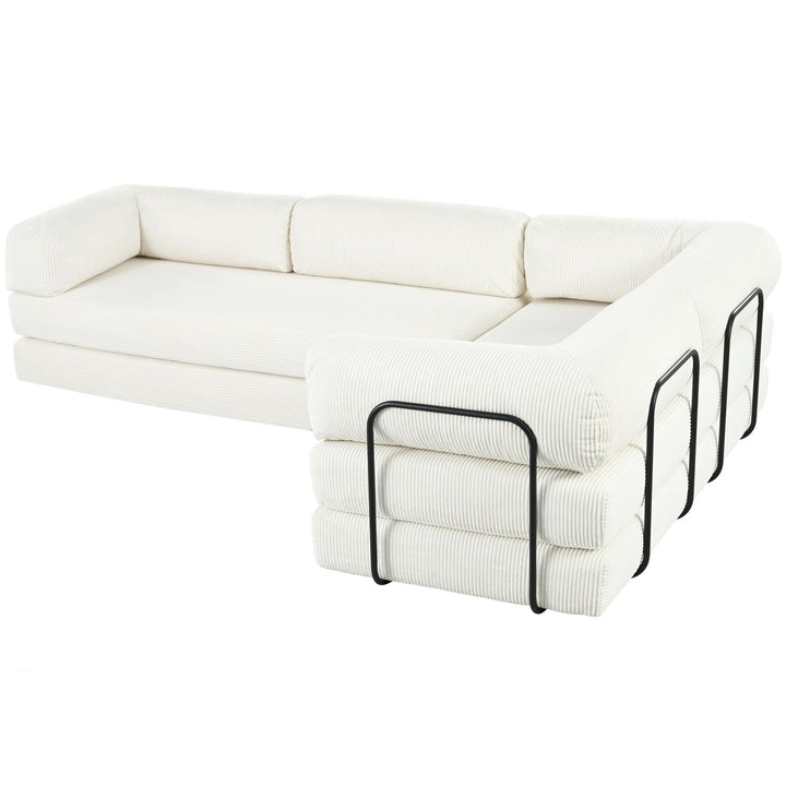 Buy farmhouse furniture Le Marie • White L-Shaped Modular Modern European Farmhouse Style Sofa Bed - Modern Cottage Farmhouse Furniture