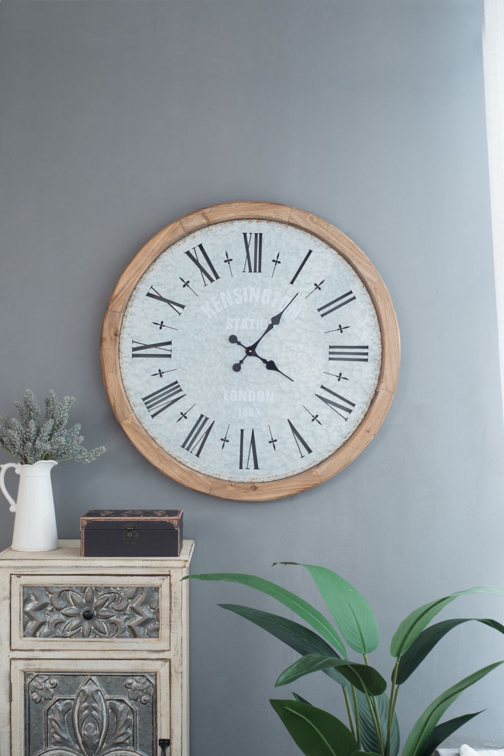 Buy farmhouse furniture 33 inch Farmhouse Grant Oversized Wall Clock with Fir Wood Frame - Modern Cottage Farmhouse Furniture