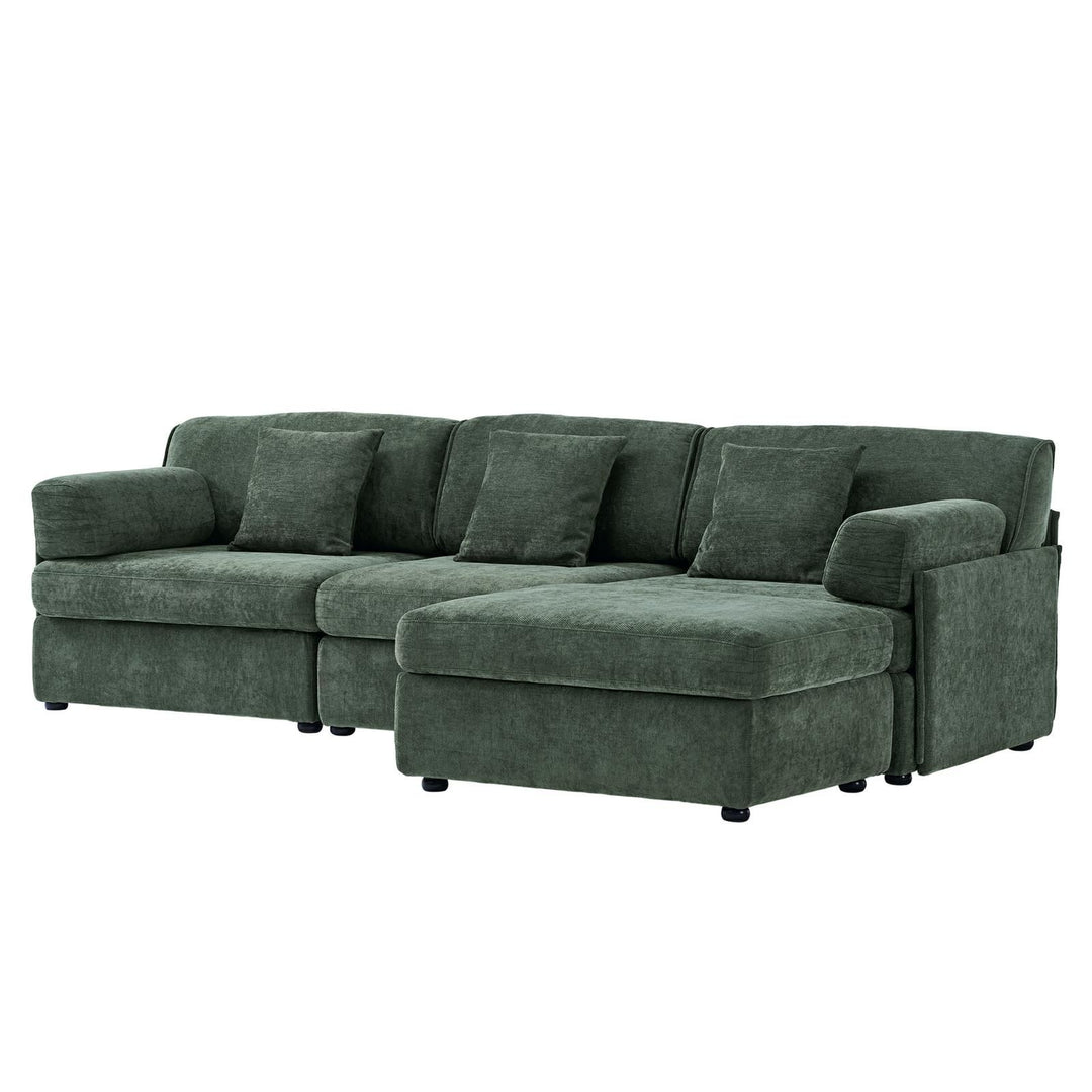 Buy farmhouse furniture Olea Farm | Oversized Green L-Shape 4 Seater Modular Farmhouse Sofa Couch - Modern Cottage Farmhouse Furniture