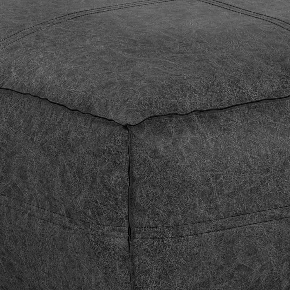 Buy farmhouse furniture Brody - Large Square Coffee Table Pouf - Distressed Black - Modern Cottage Farmhouse Furniture