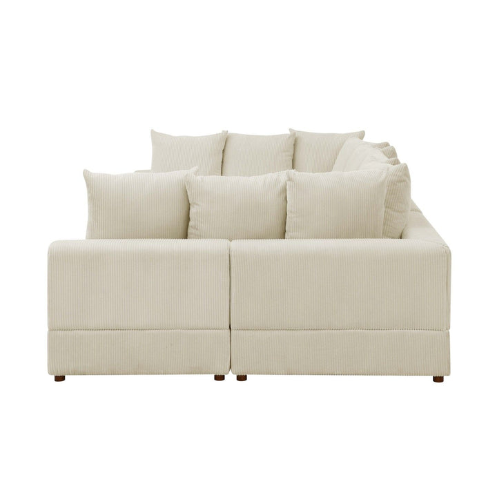 Buy farmhouse furniture The Emma | 6 Piece Farmhouse Off White Modular Corduroy Sectional Sofa Couch - Modern Cottage Farmhouse Furniture