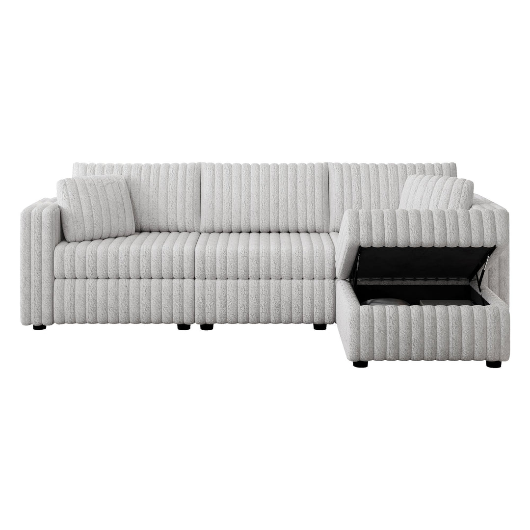 Buy farmhouse furniture Oversize Soft Rabbit Plush 3-Person Farmhouse Couch Sofa with Ottoman with Hydraulic Lift. - Modern Cottage Farmhouse Furniture
