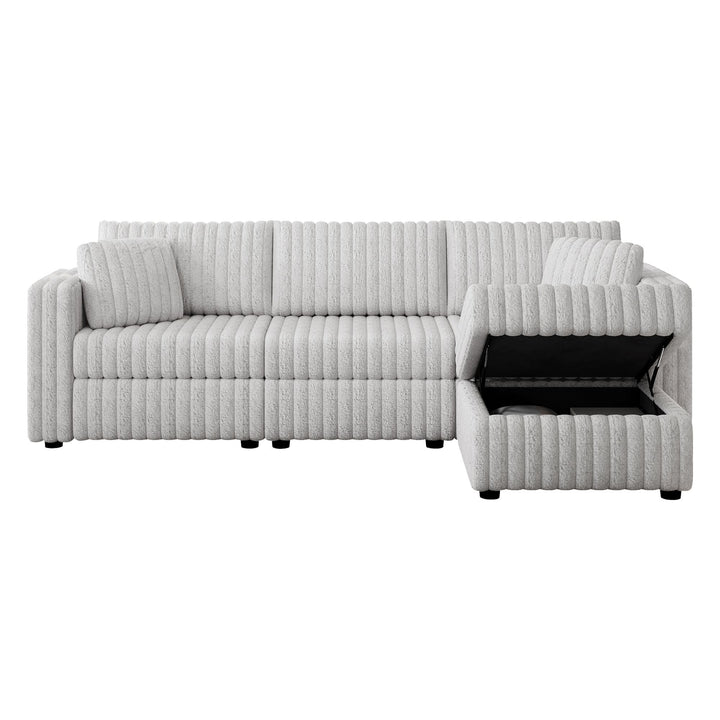 Buy farmhouse furniture Oversize Soft Rabbit Plush 3-Person Farmhouse Couch Sofa with Ottoman with Hydraulic Lift. - Modern Cottage Farmhouse Furniture