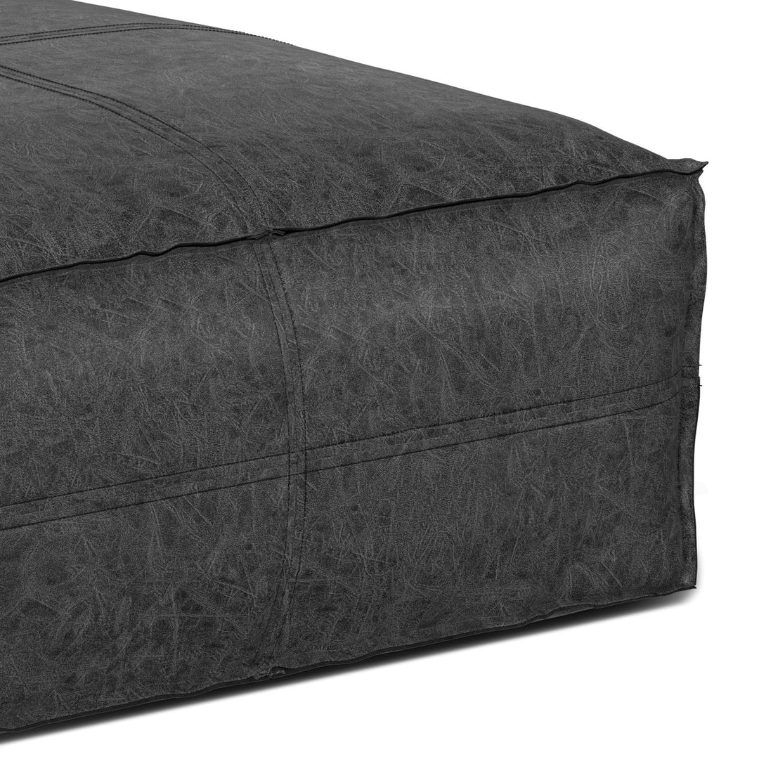 Buy farmhouse furniture Brody - Large Square Coffee Table Pouf - Distressed Black - Modern Cottage Farmhouse Furniture