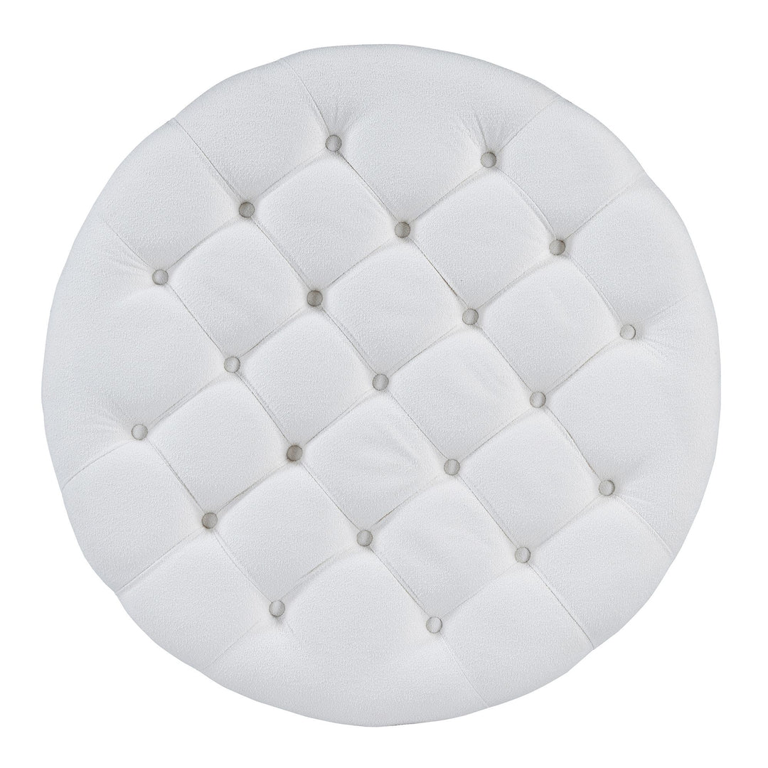 Buy farmhouse furniture Best Farmhouse Ottoman Coffee Table | Large Round 2-Tier Tufted Oversized Ottoman - Modern Cottage Farmhouse Furniture