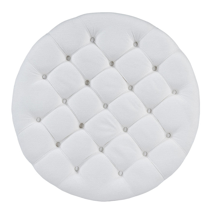 Buy farmhouse furniture Best Farmhouse Ottoman Coffee Table | Large Round 2-Tier Tufted Oversized Ottoman - Modern Cottage Farmhouse Furniture