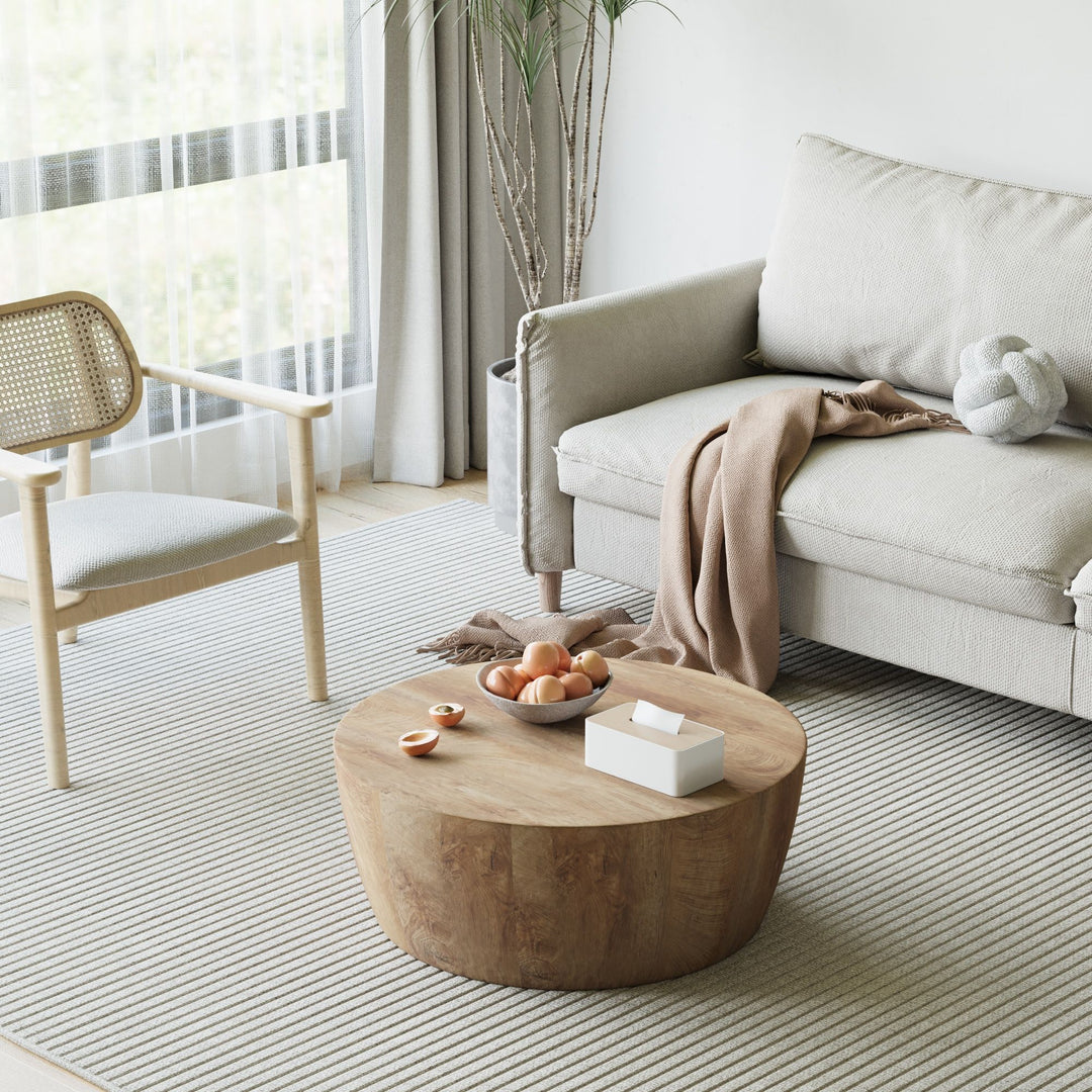 Buy farmhouse furniture White Oak Farm | Modern Farmhouse Wooden Round Coffee table - Modern Cottage Farmhouse Furniture