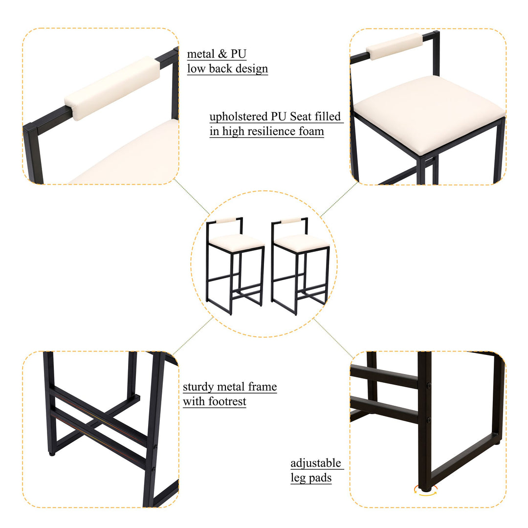 Buy farmhouse furniture Set of 2 Barstools Faux Leather Upholstered Bar Stools - Modern Cottage Farmhouse Furniture